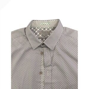 Hickey Freeman Button Down Shirt Mens Size XL Blue Geometric Short Sleeve